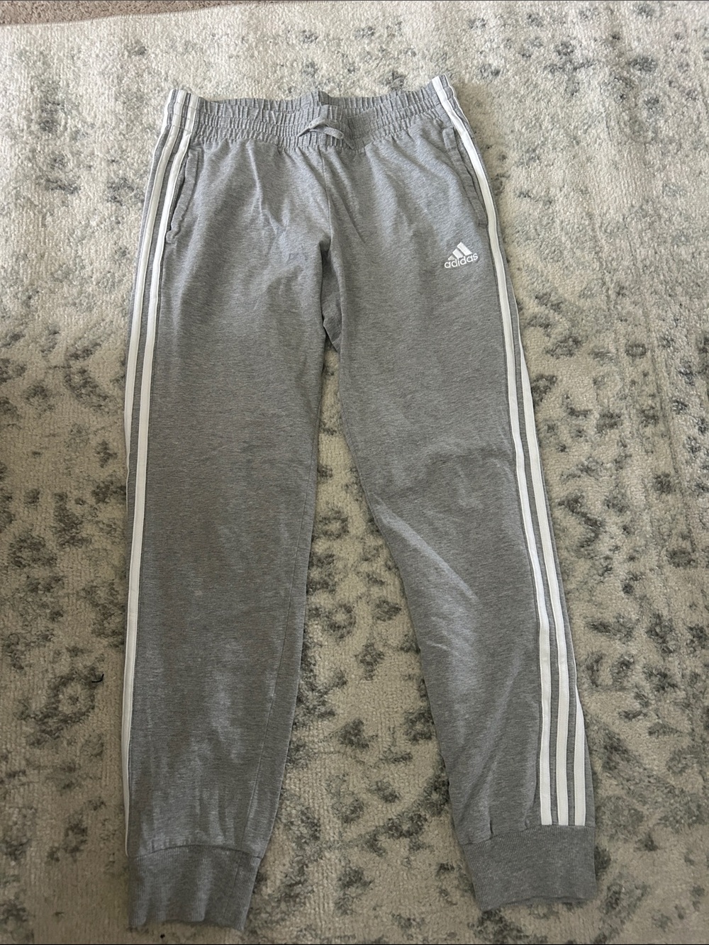 adidas Gray Jogger Sweatpants with White Three Stripes